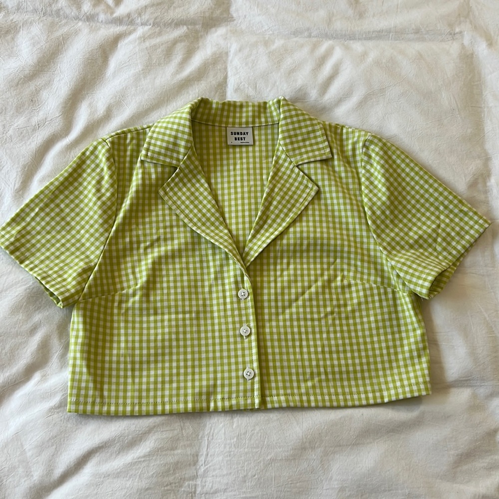 Aritzia Sunday Best Checkered Crop Top